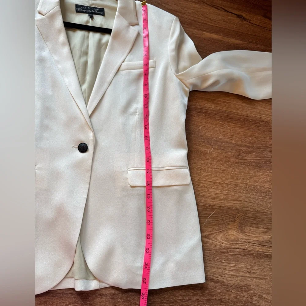Rag & Bone for Barneys Ivory One Button Tailored Blazer Career Jacket Size 8 - Picture 10 of 16
